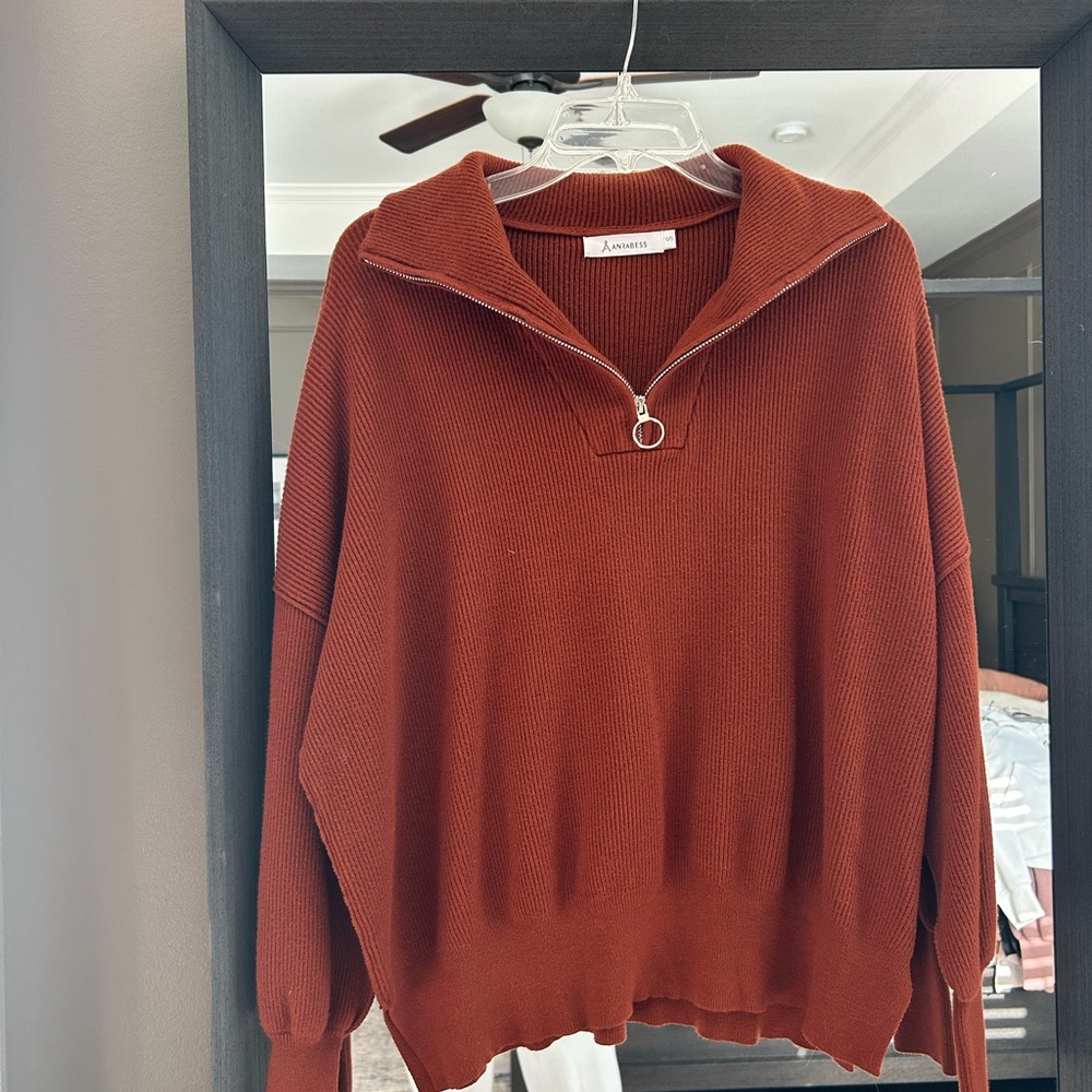 Ambiance Terracotta Ribbed Sweater